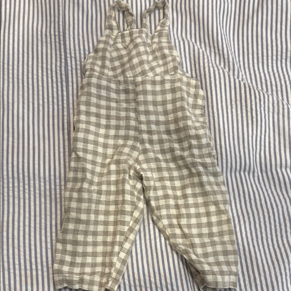 Fin & Vince gingham linen overalls